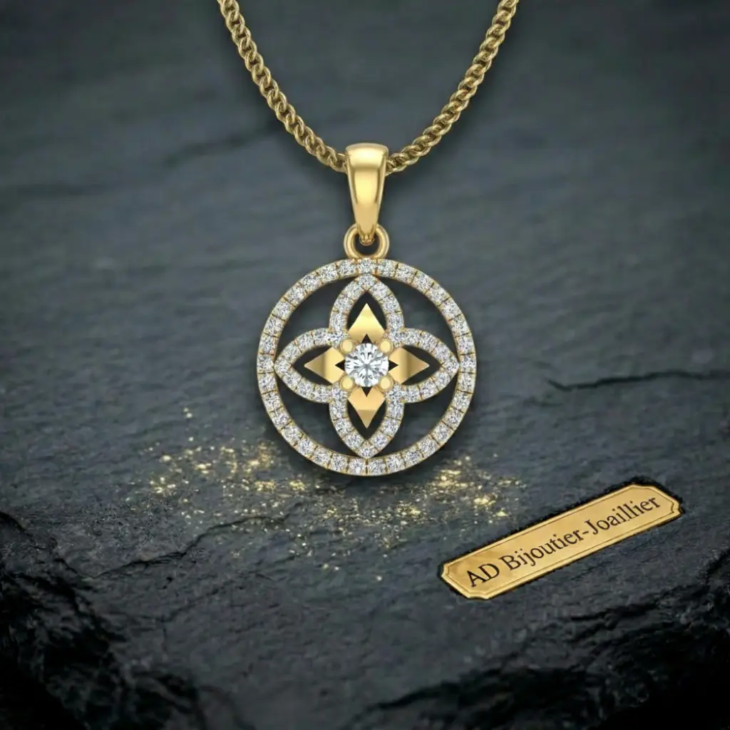 Pendentif étoile étincelante en or et diamants